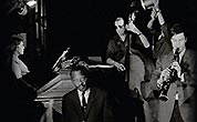Jean-Christian Michel recording in a church with the american drummer Kenny Clarke