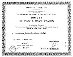 Brevet de pilotage  Jean-Christian Michel .