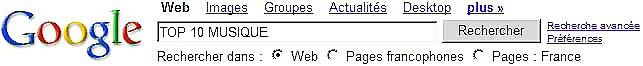 Top 10 musique Google