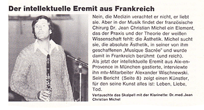 Jean-Christian Michel Germany, Interview in MTV Aktuel